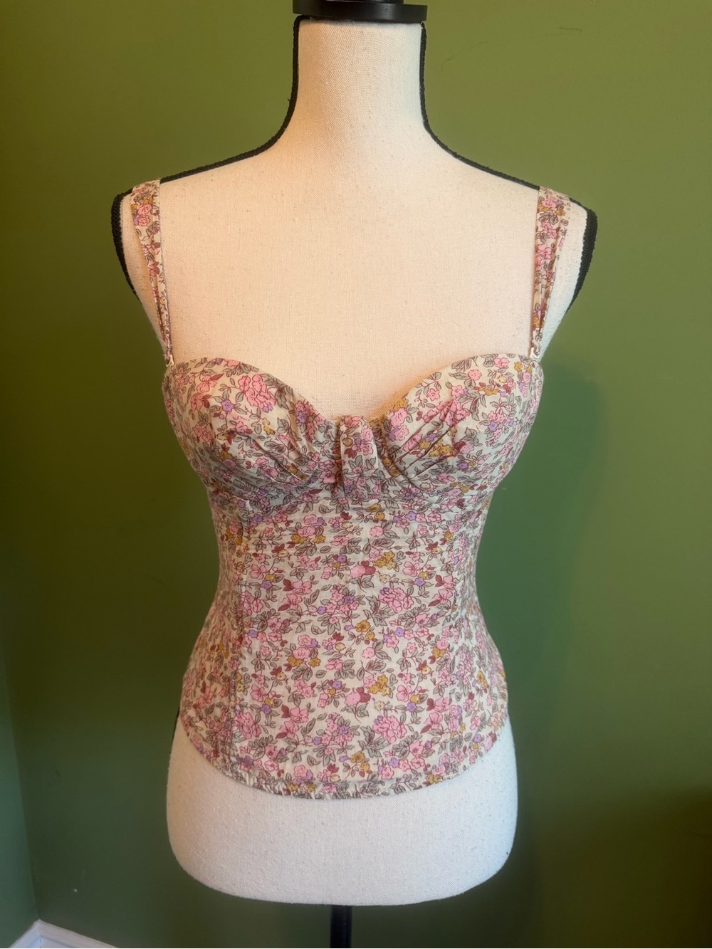 Forever 21 Pink Floral Bustier Tank Top